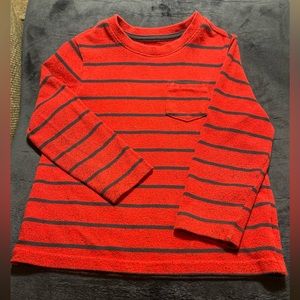 Boys XS Size 5 Long Sleeve Tee | Red Striped